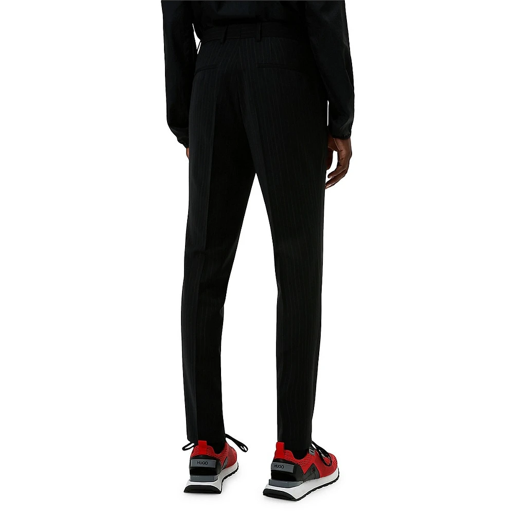 Striped Wool-Blend Slim-Fit Trousers