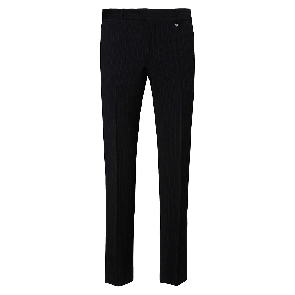 Striped Wool-Blend Slim-Fit Trousers