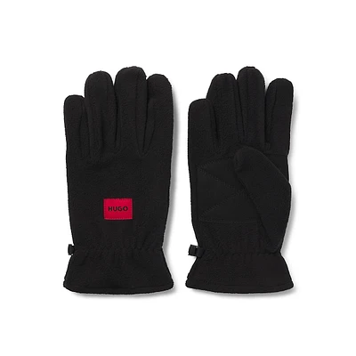 Men's Red Logo Label Tech-Tip Fleece Gloves