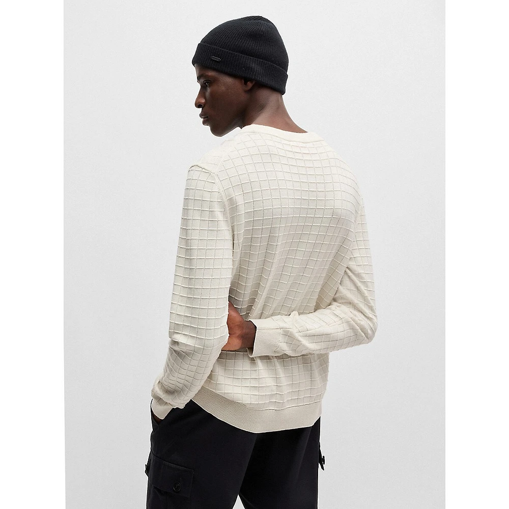 Grid-Pattern Sweater