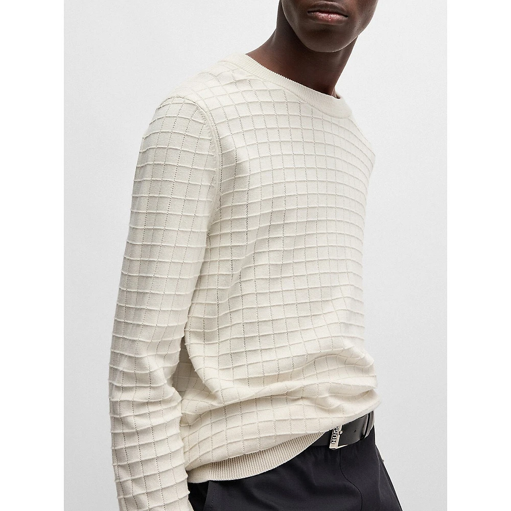 Grid-Pattern Sweater