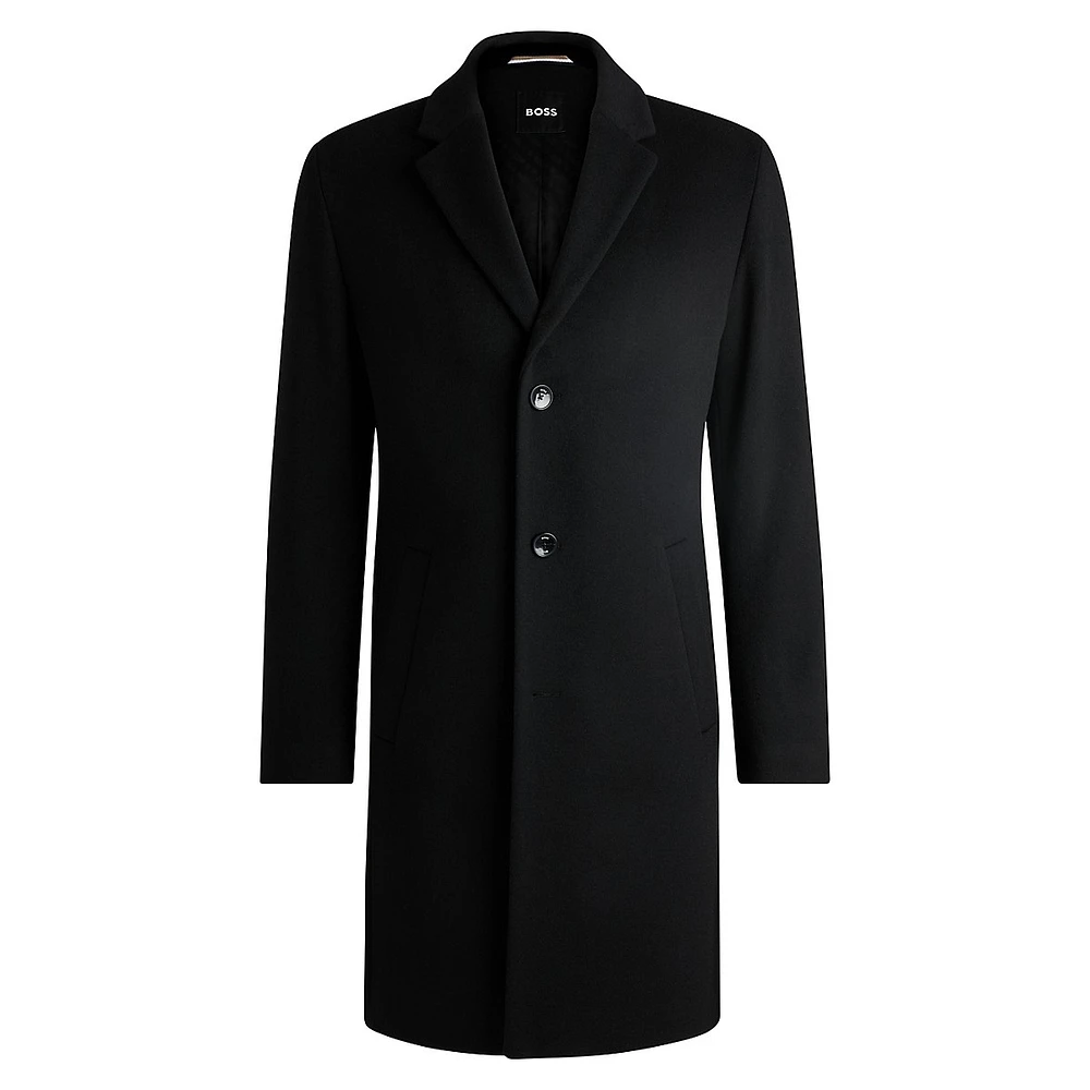 Virgin-Wool Blend Car Coat