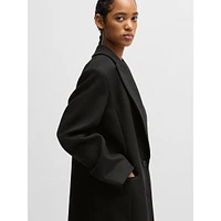 Meride Wool-Blend Peak-Lapel Long Coat