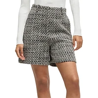 High-Waisted Bouclé Shorts