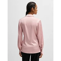 Slim-Fit Wrap-Front Satin Blouse