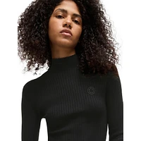 Slim-Fit Smiley-Face Logo Mockneck Sweater