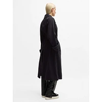 Stretch-Cotton Denim Painted-Motif Trench Coat