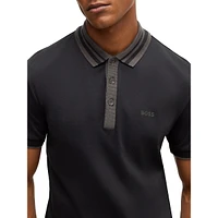 Polos Interlock-Cotton Polo Shirt With Striped Collar