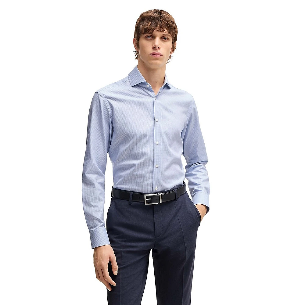 Regular-Fit Structured Cotton Dress Shirt