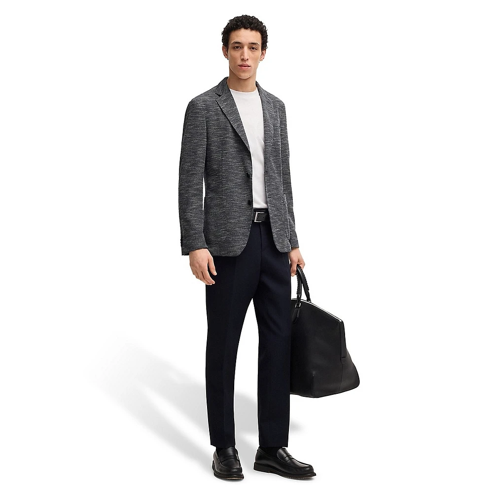 Slim-Fit Micro-Patterned Stretch-Fabric Blazer