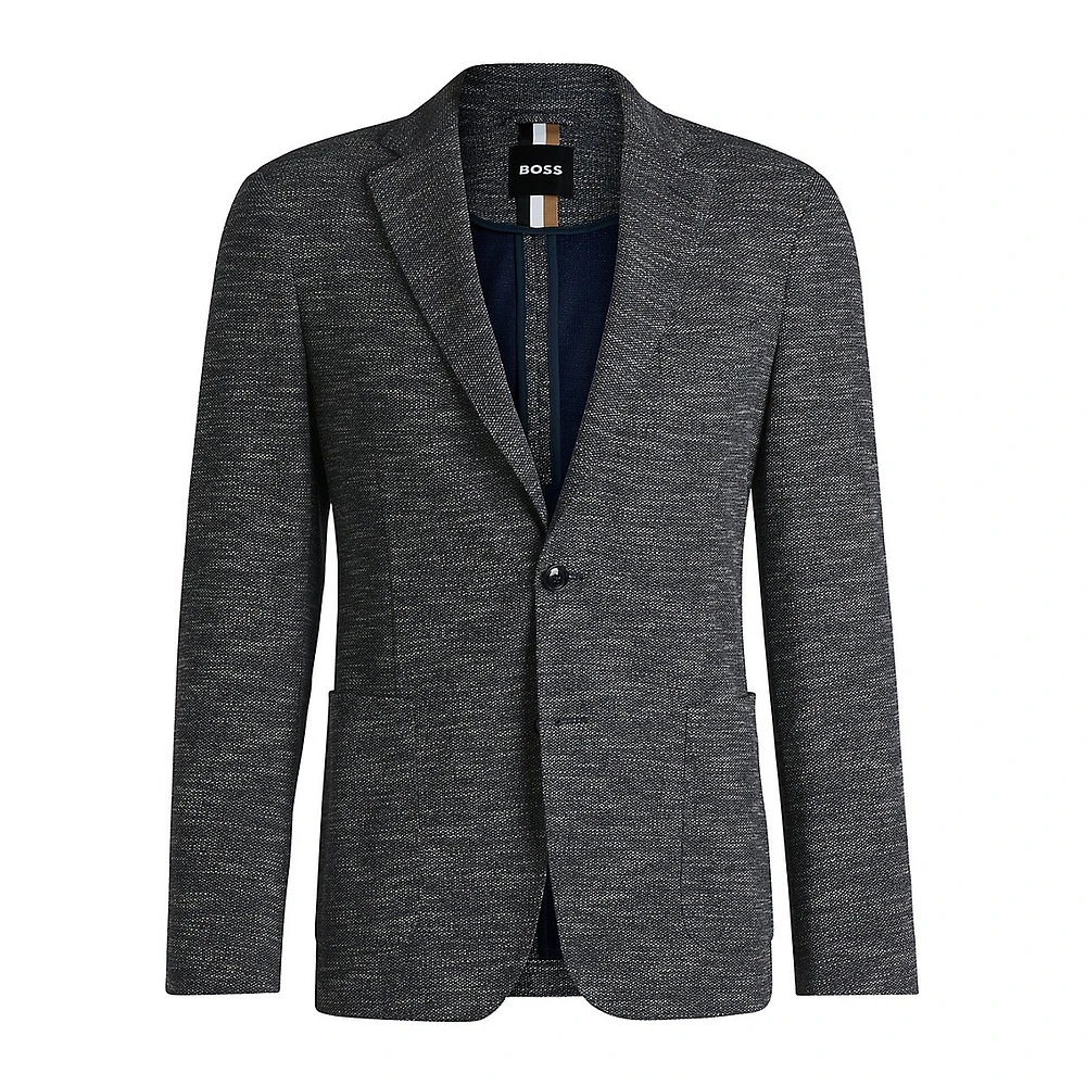 Slim-Fit Micro-Patterned Stretch-Fabric Blazer