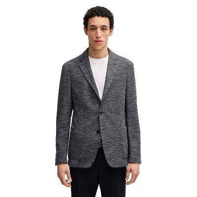 Slim-Fit Micro-Patterned Stretch-Fabric Blazer