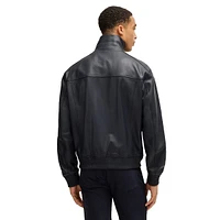 Leather Regular-Fit Bomber Jacket