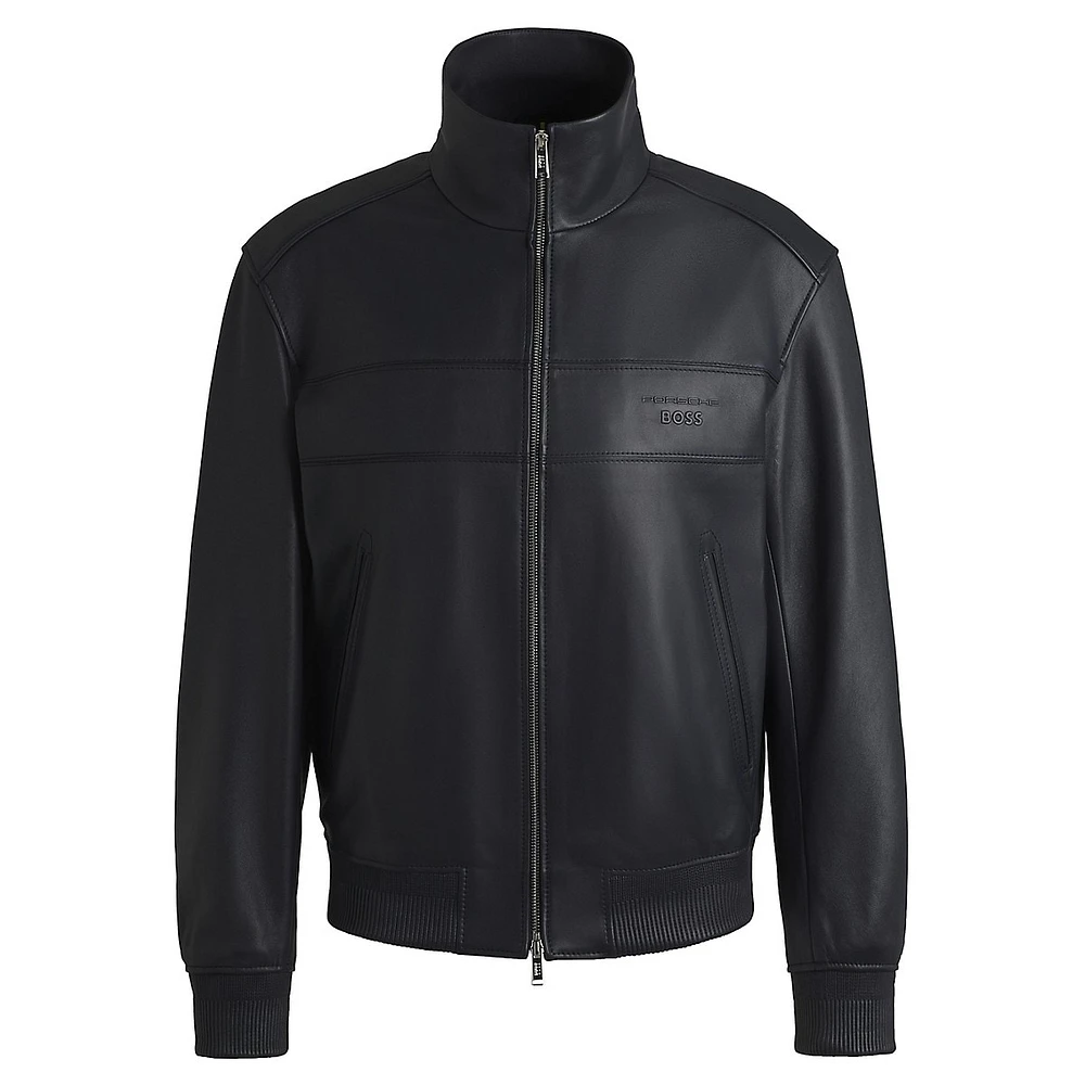 Leather Regular-Fit Bomber Jacket