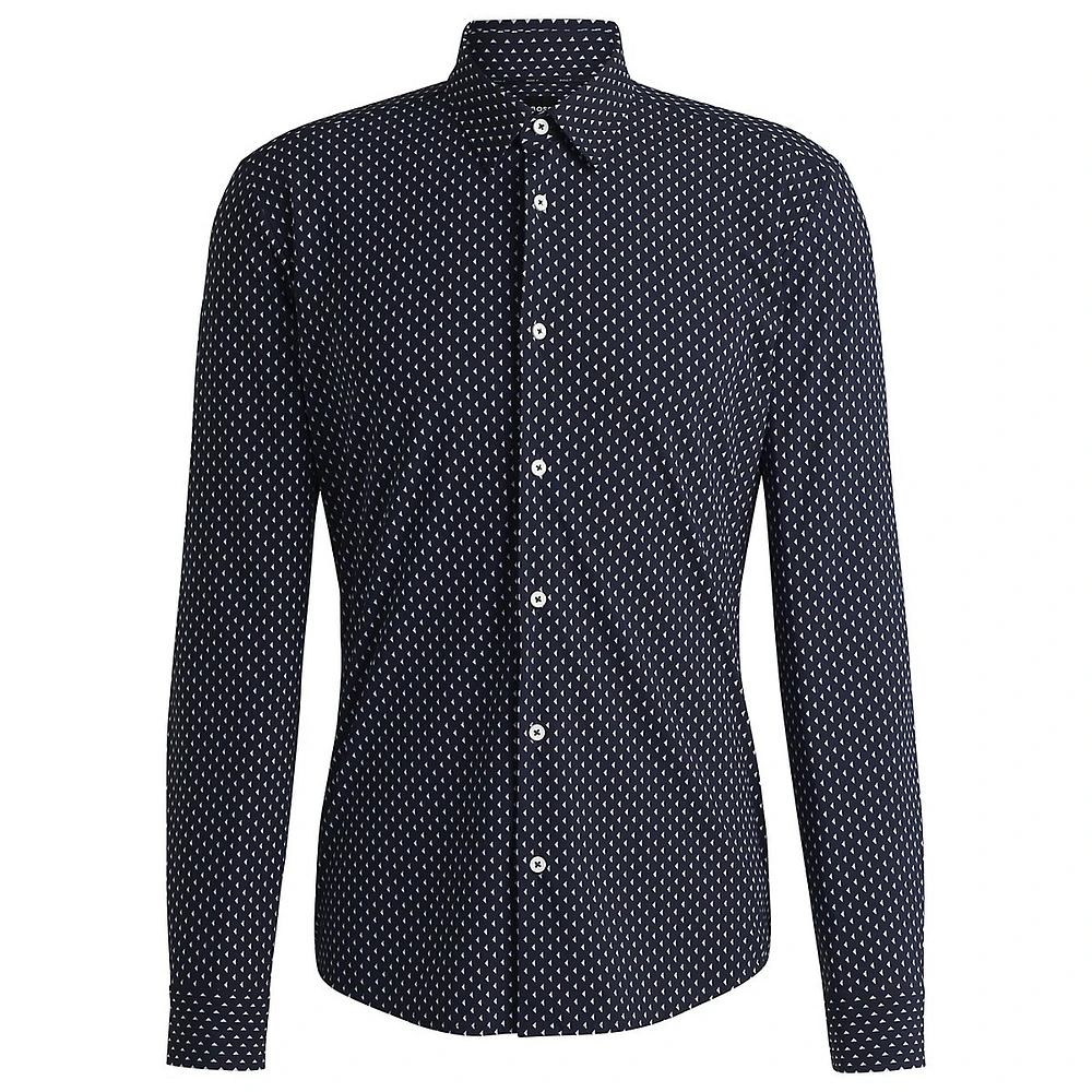 Slim-Fit Performance-Stretch Geometric-Print Shirt