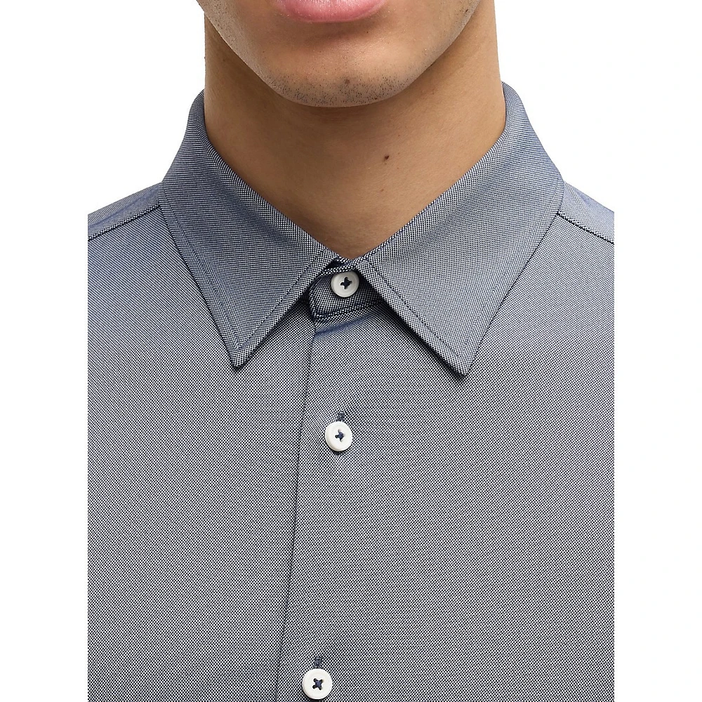 Slim-Fit Structured Performance-Stretch Shirt