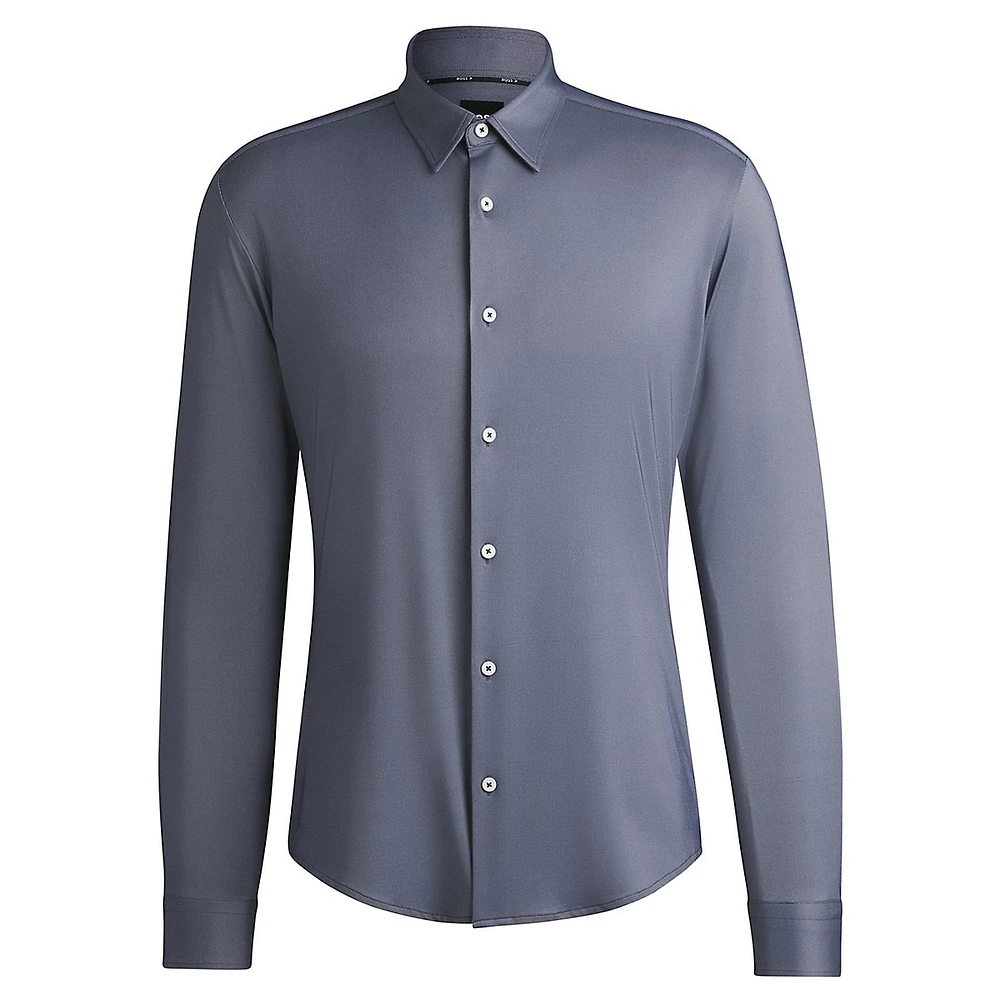 Slim-Fit Structured Performance-Stretch Shirt