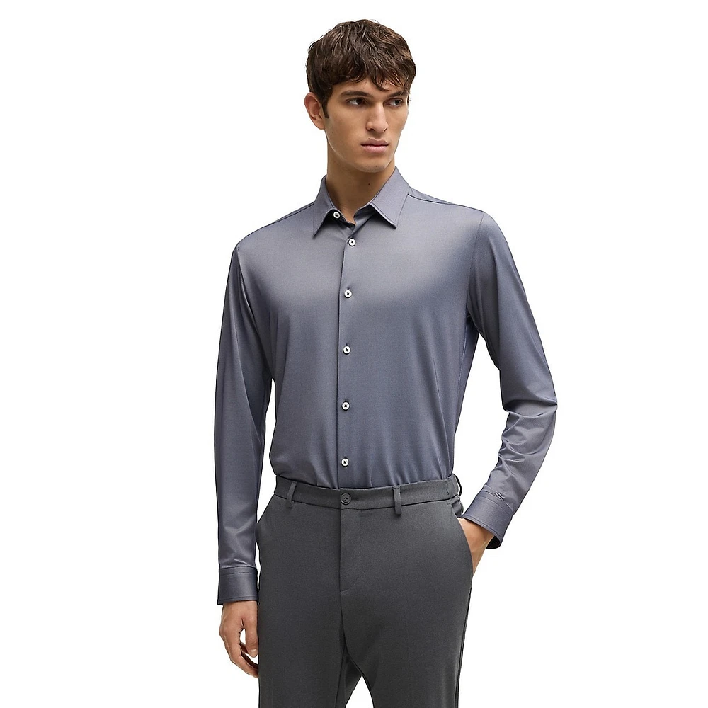 Slim-Fit Structured Performance-Stretch Shirt