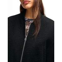 Relaxed-Fit Cropped Bouclé Bomber Jacket