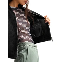 Relaxed-Fit Cropped Bouclé Bomber Jacket