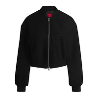 Relaxed-Fit Cropped Bouclé Bomber Jacket