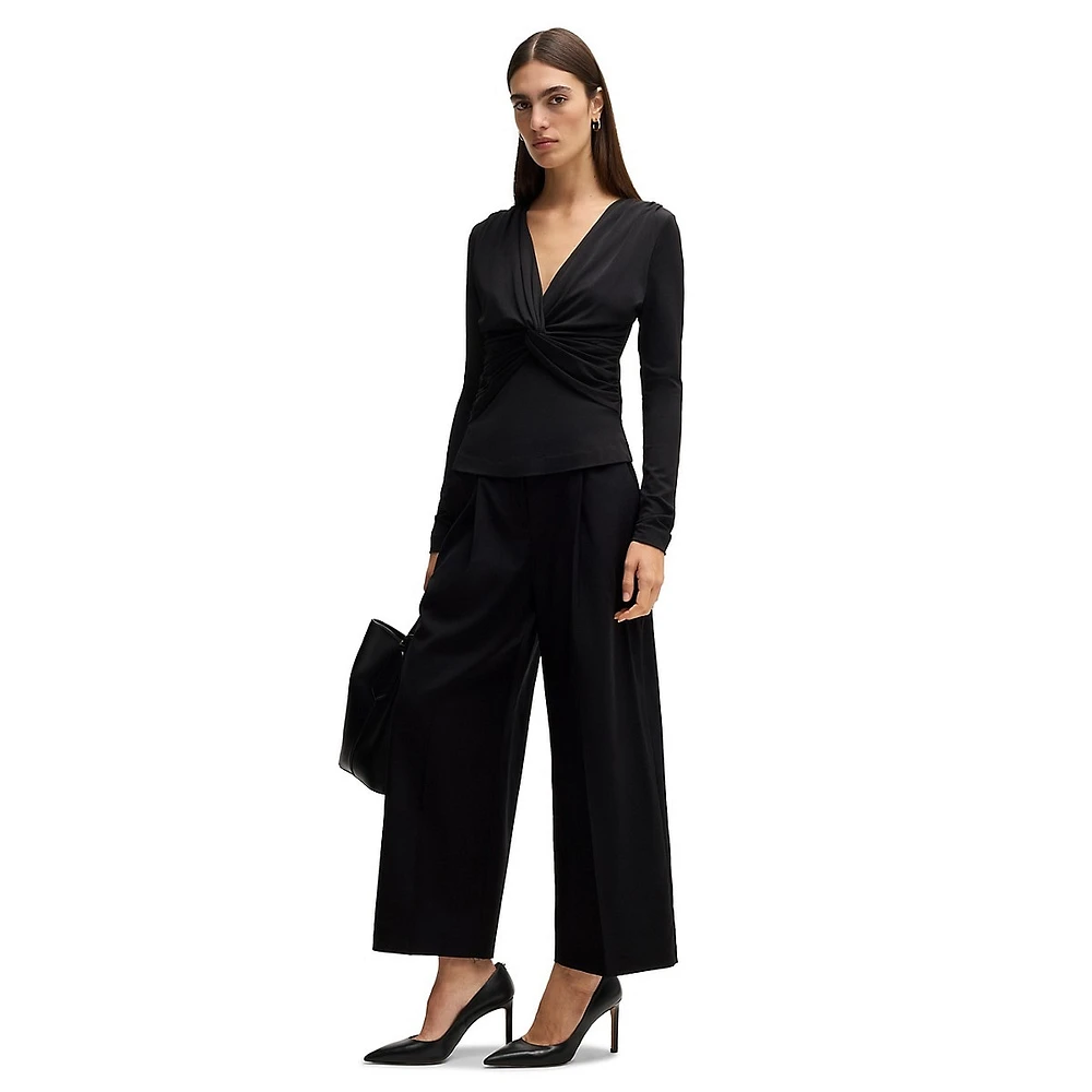 Regular-Fit High-Waisted Virgin Wool Dress Pants