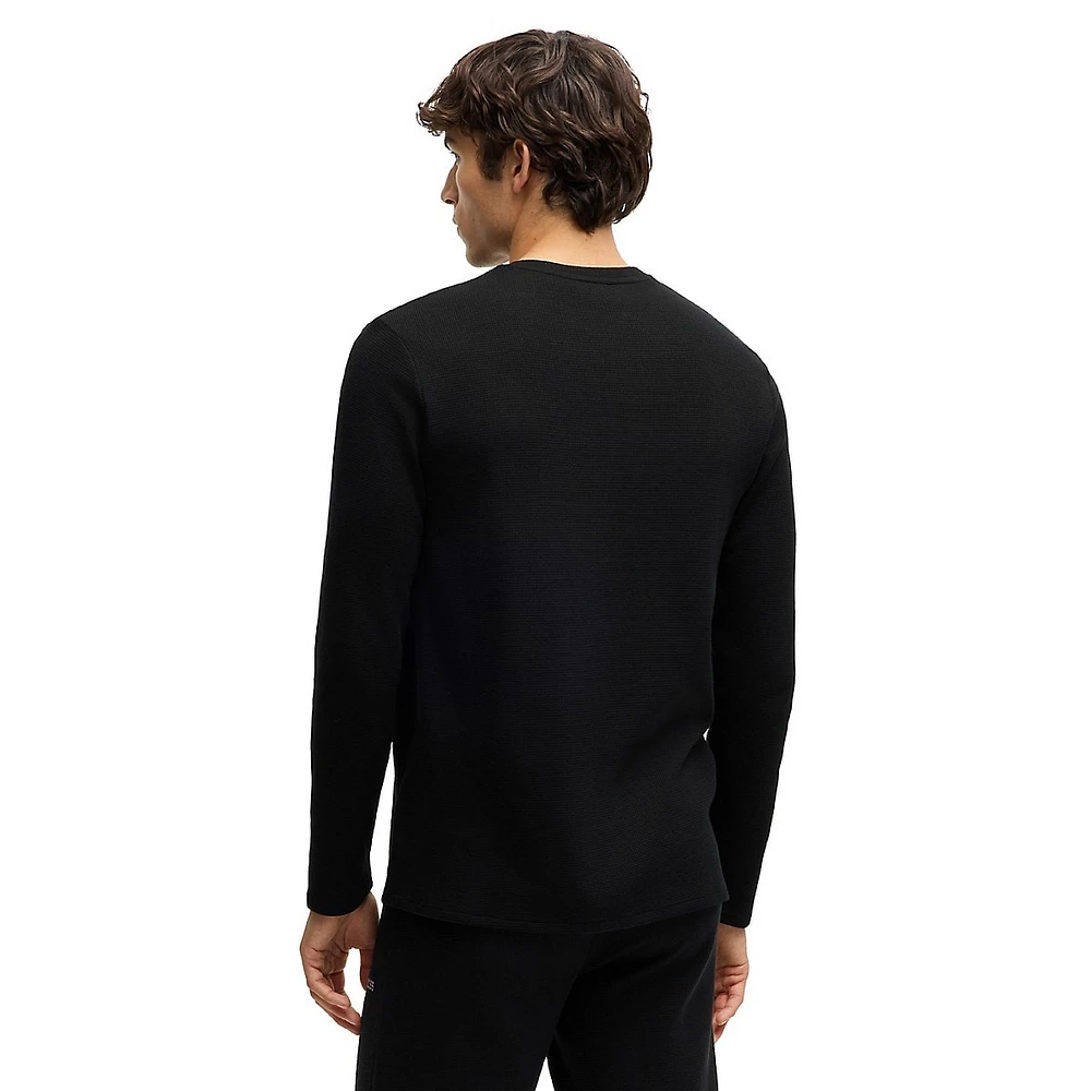 Waffle-Structured Pyjama Long-Sleeve T-Shirt