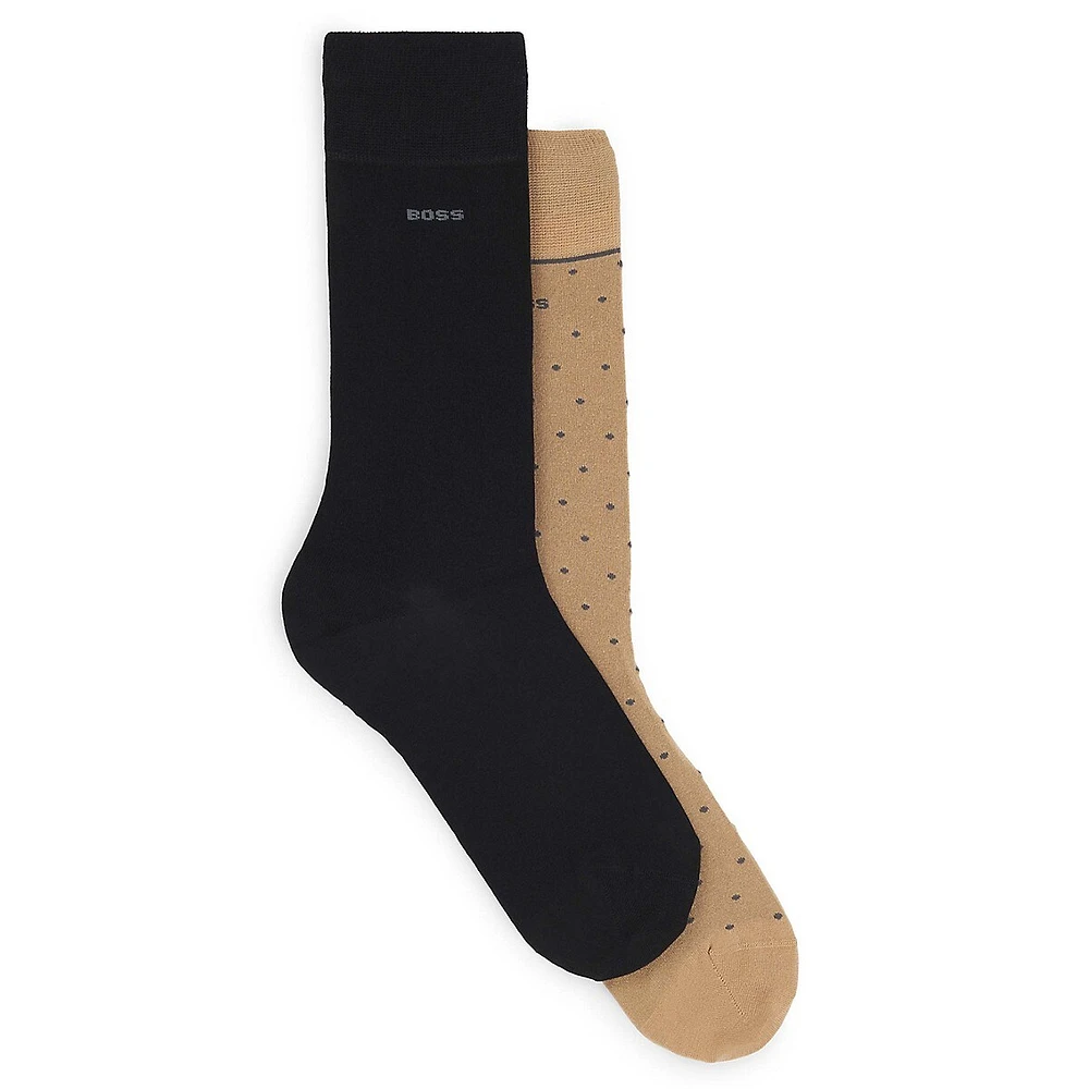 Men's Two-Pair Regular-Length Logo Socks