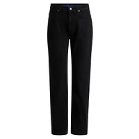 Black Stretch-Denim Straight-Fit Jeans