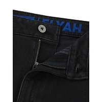 Black Stretch-Denim Straight-Fit Jeans