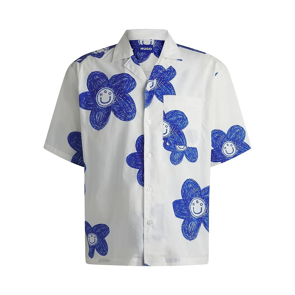 Relaxed-Fit Printed Cotton Poplin Camp Shirt