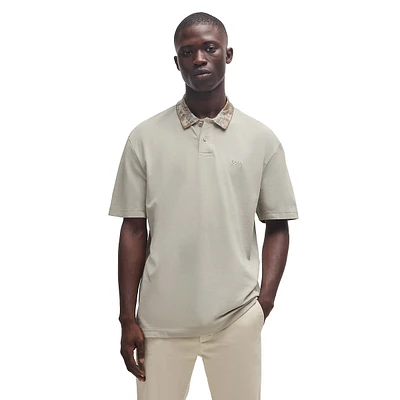 Relaxed-Fit Jungle-Artwork Collar Cotton-Piqué Polo Shirt