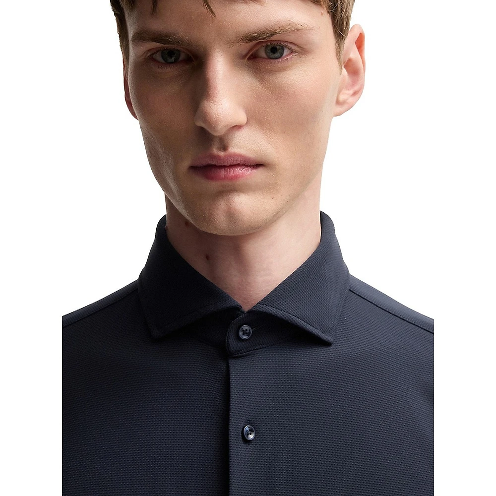 Slim-Fit Structured Performance-Stretch Jersey Dress Shirt