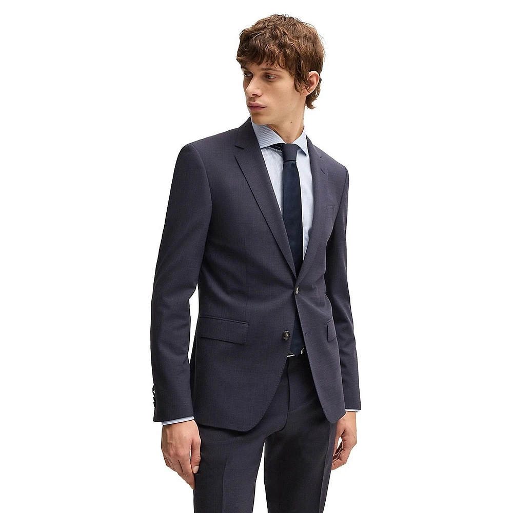 Slim-Fit Micro-Patterned Stretch Wool-Blend Suit