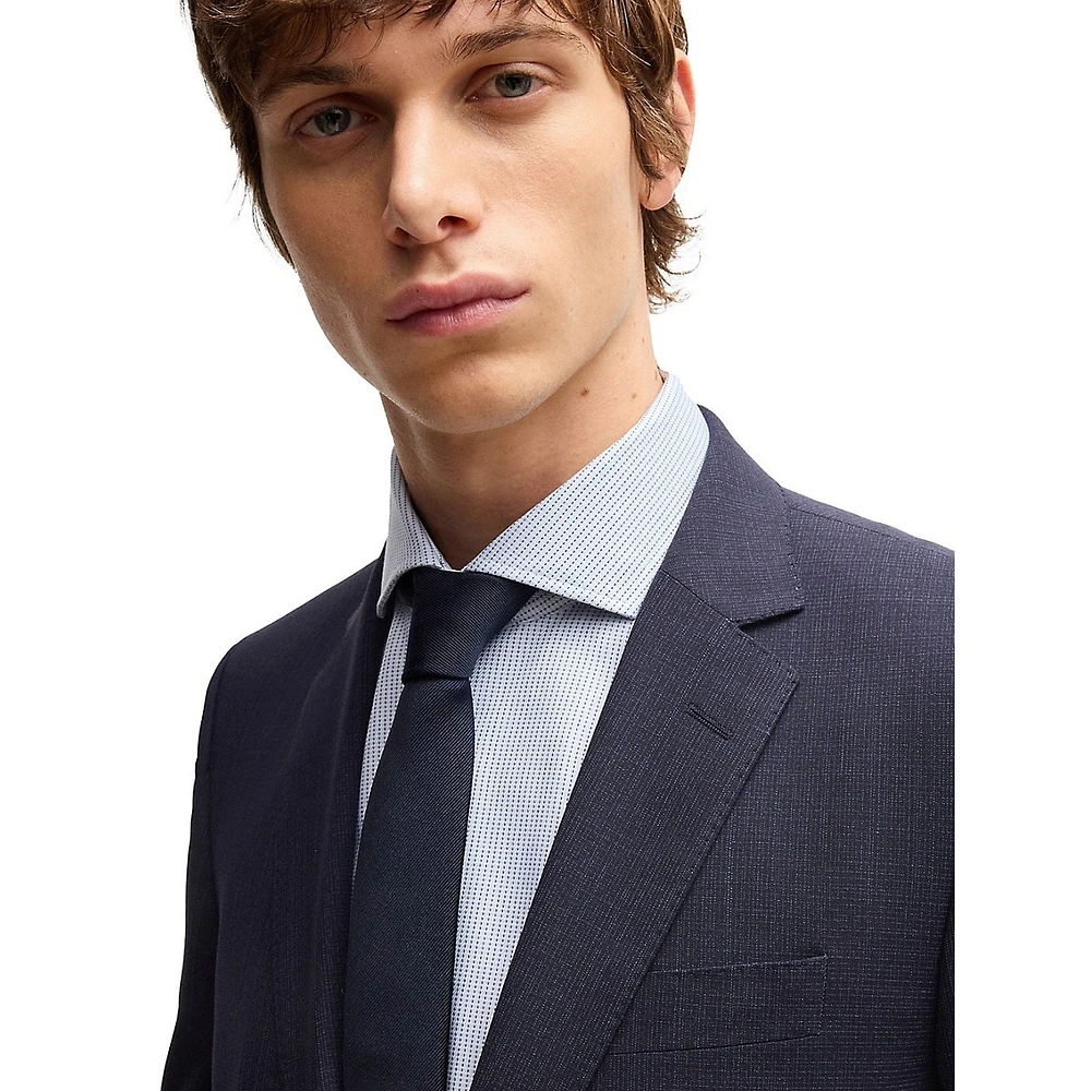 Slim-Fit Micro-Patterned Stretch Wool-Blend Suit