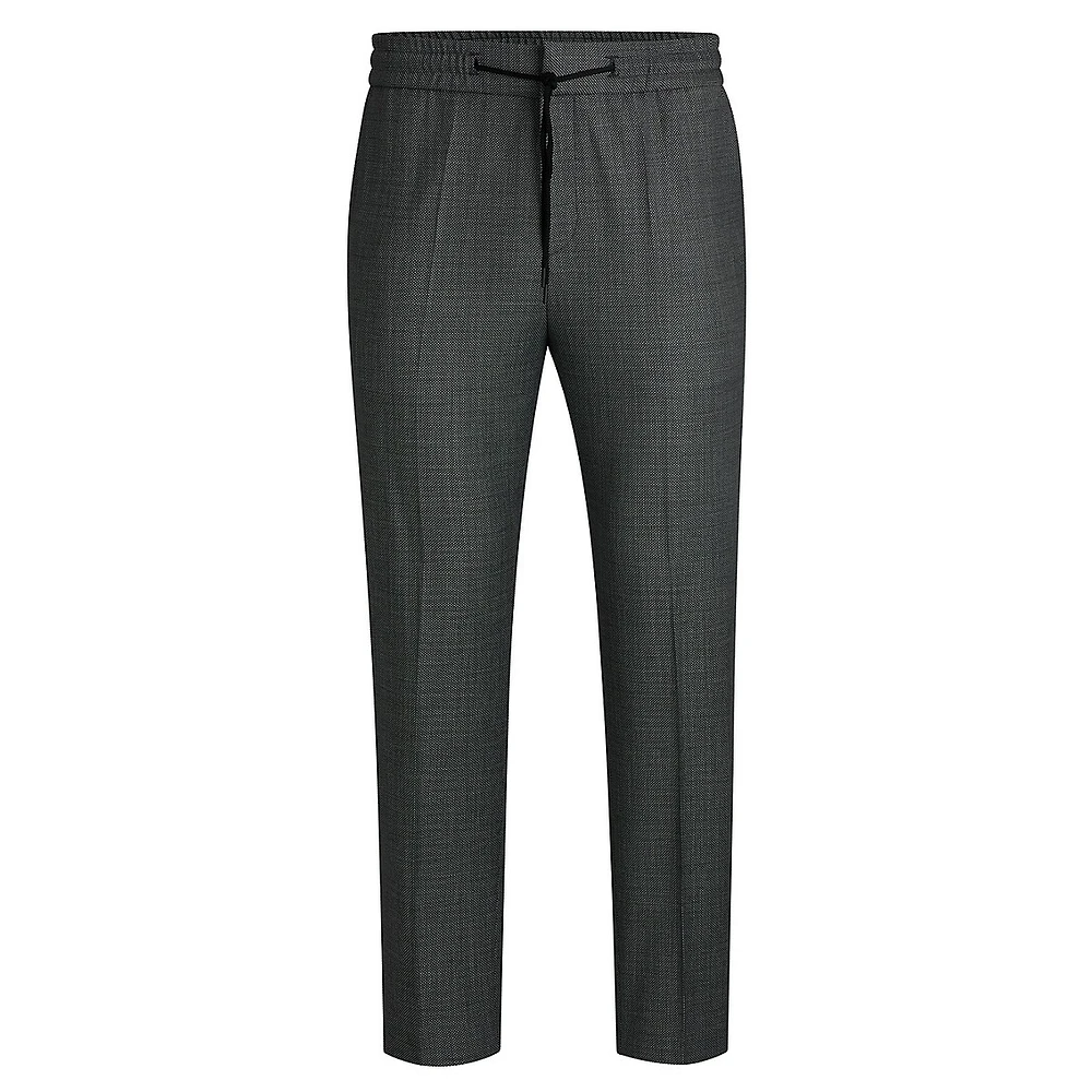 Extra-Slim-Fit Micro-Patterned Stretch Drawstring Trousers