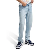 Staight-Leg Stonewashed Light Blue Jeans