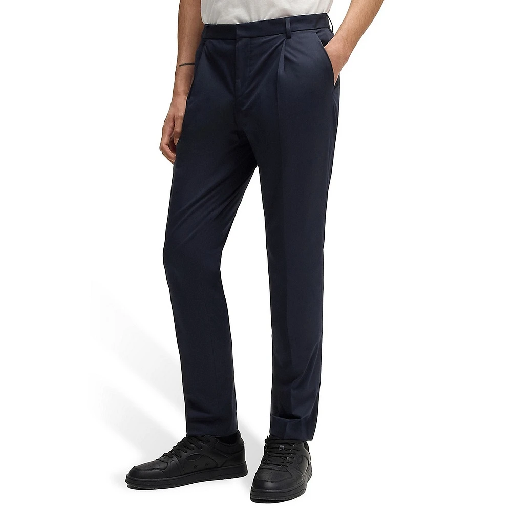 Slim-Fit Paper-Touch Stretch-Cotton Suit Pants