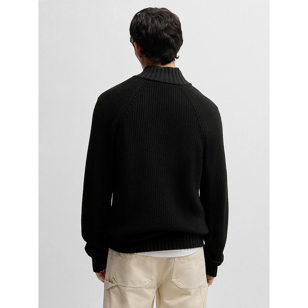 Relaxed-Fit Quarter-Zip Rib-Knit Sweater