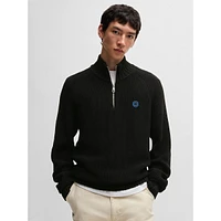 Relaxed-Fit Quarter-Zip Rib-Knit Sweater