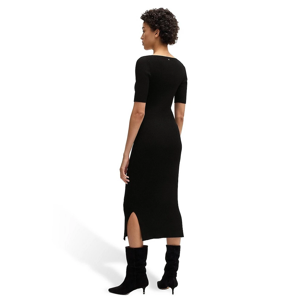 Robe midi extensible à encolure en V