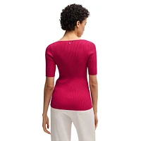 Slim-Fit Rib-Knit V-Neck Top