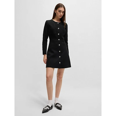 Logo-Button Bouclé Skater Dress