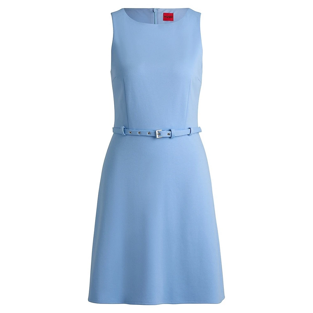 Sleeveless Belted A-Line Dress