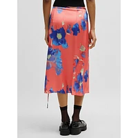 Tied Floral-Print Midi Wrap Skirt