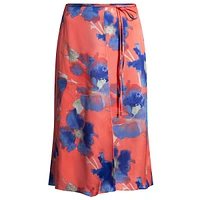 Tied Floral-Print Midi Wrap Skirt