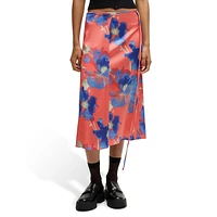 Tied Floral-Print Midi Wrap Skirt