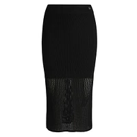 Sobinny Ribbed Tube Skirt With Sheer Crochet