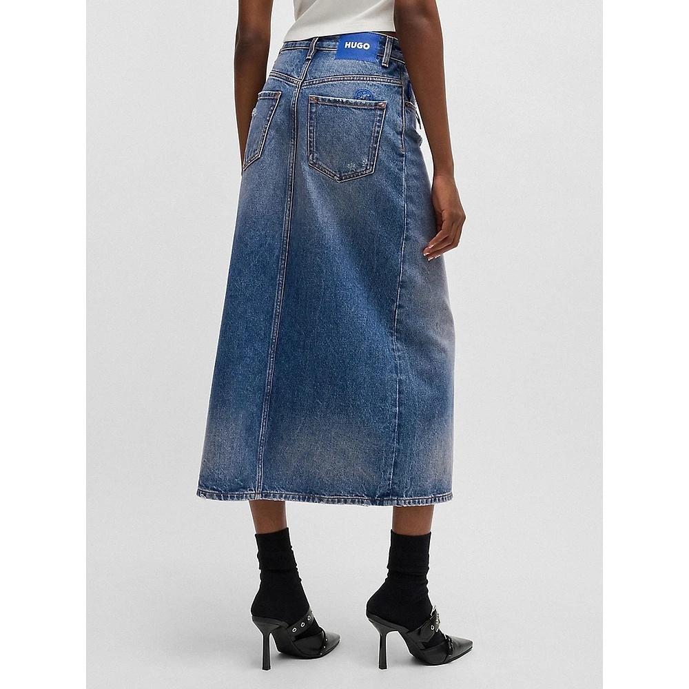 Denim Slit Midi Skirt