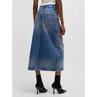 Denim Slit Midi Skirt